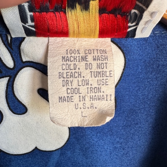 Men's Tropical Hawaiian Short Sleeve Button Shirt Blue Size Large Dad Resort USA - Picture 4 of 10